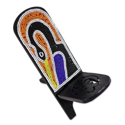 Alternate image for Recycled Plastic Beaded Sese Wood Sankofa Decorative Chair Eco Sankofa