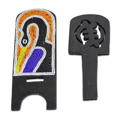 Alternate image for Recycled Plastic Beaded Sese Wood Sankofa Decorative Chair Eco Sankofa