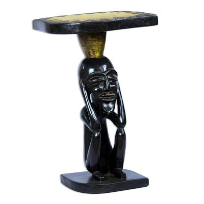 Alternate image for Hand-Carved Sese Wood Accent Table from Ghana Togbe Ge