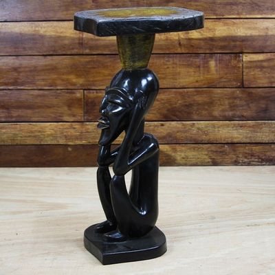 Alternate image for Hand-Carved Sese Wood Accent Table from Ghana Togbe Ge