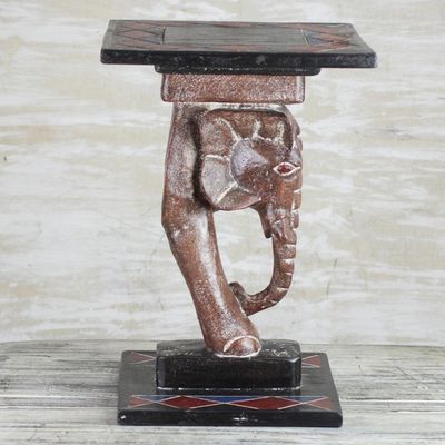 Alternate image for Cedar Wood Elephant Accent Table Crafted in Ghana Elephant Step