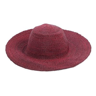 Alternate image for Woven Raffia Sun Hat in Red Shaded