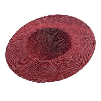 Alternate image for Woven Raffia Sun Hat in Red Shaded