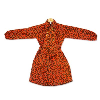 Alternate image for Printed Cotton Long Sleeve Shirtwaist Dress in Strawberry Casual Day