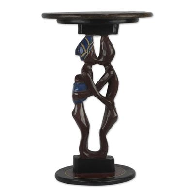 Alternate image for Cedar Wood Accent Table of Two People from Ghana Familial Love