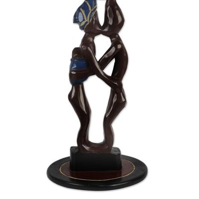 Alternate image for Cedar Wood Accent Table of Two People from Ghana Familial Love