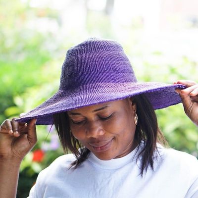 Alternate image for Woven Purple Raffia Sun Hat Purple Sun