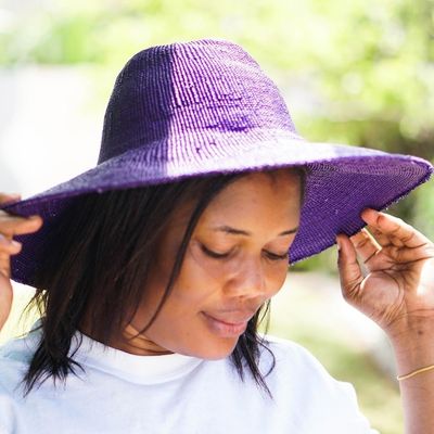 Alternate image for Woven Purple Raffia Sun Hat Purple Sun