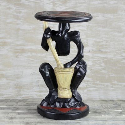 Alternate image for Hand-Carved Cedar Wood Accent Table from Ghana A Great Man