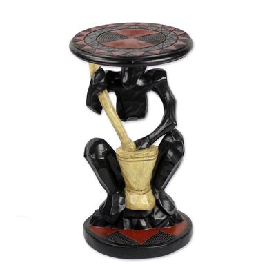 Alternate image for Hand-Carved Cedar Wood Accent Table from Ghana A Great Man