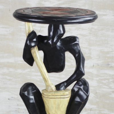 Alternate image for Hand-Carved Cedar Wood Accent Table from Ghana A Great Man