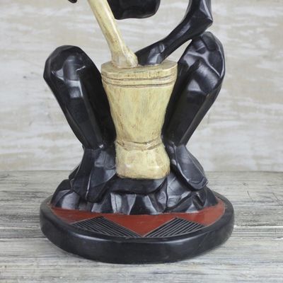 Alternate image for Hand-Carved Cedar Wood Accent Table from Ghana A Great Man