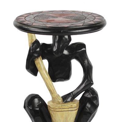 Alternate image for Hand-Carved Cedar Wood Accent Table from Ghana A Great Man