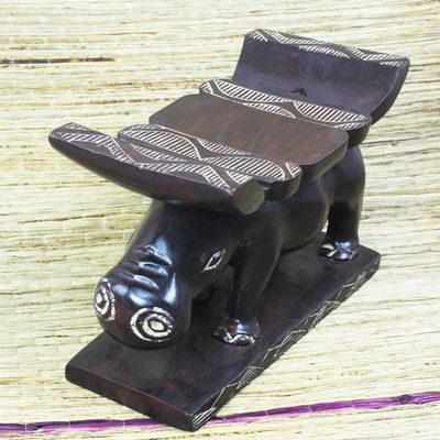 Alternate image for West African Animal Theme Throne Ottoman Ashanti Hippopotamus