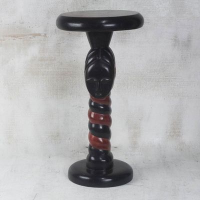 Alternate image for Spiral Pattern Cedar Wood Accent Table from Ghana Fafali Spiral