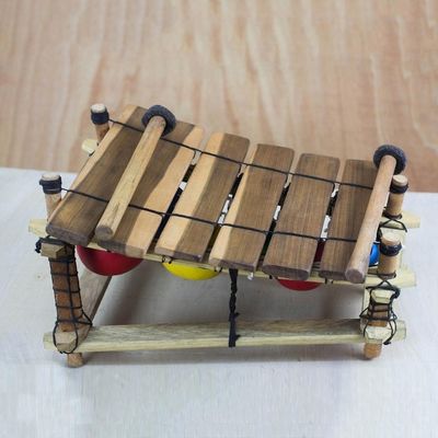Alternate image for Handmade Ebony Wood Xylophone from Ghana Colorful Melody