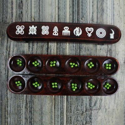 Alternate image for West African Math Teaching Tool Oware or Mancala Board Game Our Adinkra
