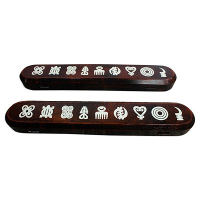 Alternate image for West African Math Teaching Tool Oware or Mancala Board Game Our Adinkra