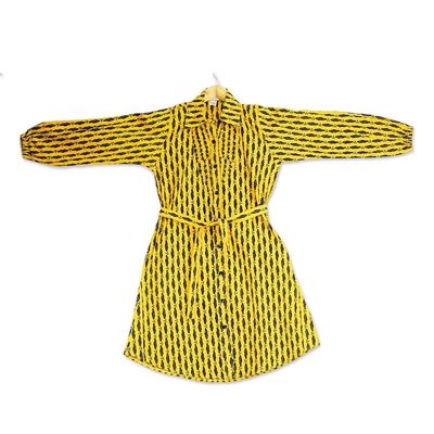 Alternate image for Printed Cotton Long Sleeve Shirtwaist Dress in Saffron Saffron Lady