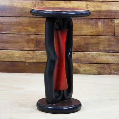 Alternate image for Adinkra-Themed Sese Wood Accent Table from Ghana Nkonsonkonson Pride