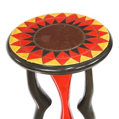 Alternate image for Adinkra-Themed Sese Wood Accent Table from Ghana Nkonsonkonson Pride