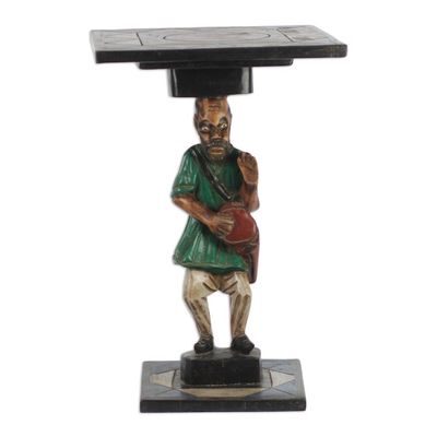Alternate image for Cedar Wood Accent Table of an African Drummer from Ghana African Drummer