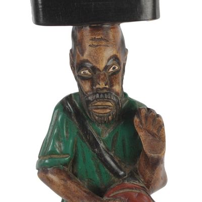 Alternate image for Cedar Wood Accent Table of an African Drummer from Ghana African Drummer