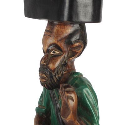 Alternate image for Cedar Wood Accent Table of an African Drummer from Ghana African Drummer