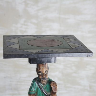 Alternate image for Cedar Wood Accent Table of an African Drummer from Ghana African Drummer
