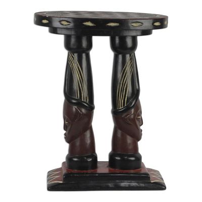 Alternate image for Cedar Wood Accent Table of Two Faces from Ghana Buddies