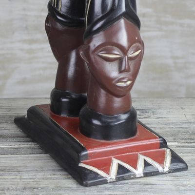 Alternate image for Cedar Wood Accent Table of Two Faces from Ghana Buddies