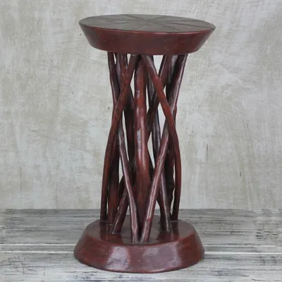 Alternate image for Red Cedar Wood Accent Table Crafted in Ghana Red Wood