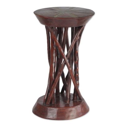 Alternate image for Red Cedar Wood Accent Table Crafted in Ghana Red Wood
