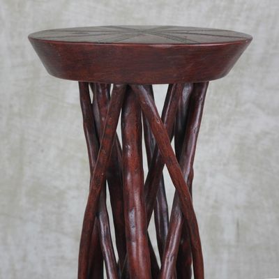 Alternate image for Red Cedar Wood Accent Table Crafted in Ghana Red Wood