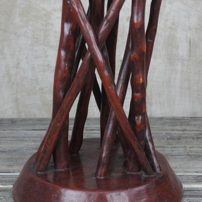 Alternate image for Red Cedar Wood Accent Table Crafted in Ghana Red Wood
