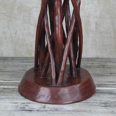 Alternate image for Red Cedar Wood Accent Table Crafted in Ghana Red Wood