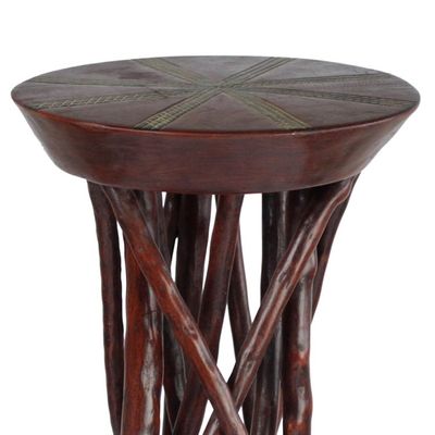 Alternate image for Red Cedar Wood Accent Table Crafted in Ghana Red Wood