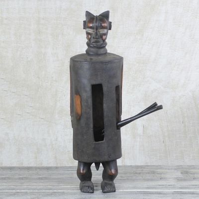 Alternate image for Wood Tambora Drum from Africa African Warrior