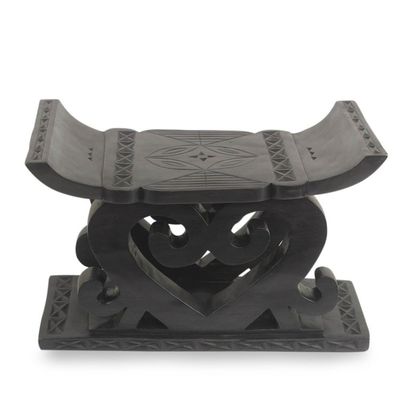 Alternate image for Artisan Crafted Ashanti Wood Throne Stool Strength of Heart
