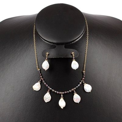 Alternate image for 14k Gold-Plated Silver-White and Lavender Pearl Jewelry Set Oceanic Empress