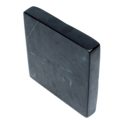 Alternate image for Black Natural Onyx Tealight Candleholder Crafted in Mexico Sparkles Mystery