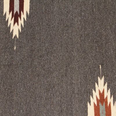 Alternate image for Handwoven Geometric Dark Grey Zapotec Wool Runner 2x6 Grey Gleams