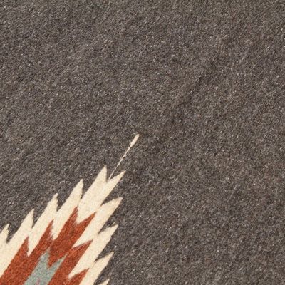 Alternate image for Handwoven Geometric Dark Grey Zapotec Wool Runner 2x6 Grey Gleams