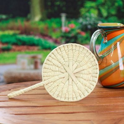Alternate image for Decorative Utilitarian Palm Fiber Fan Hand-Woven in Mexico Breezy Style