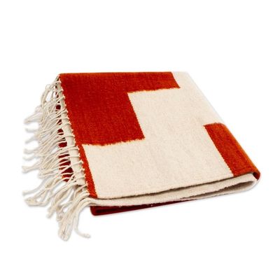 Alternate image for Handloomed Zapotec Greca-Patterned Wool Area Rug 2.5x5 Rust Greca