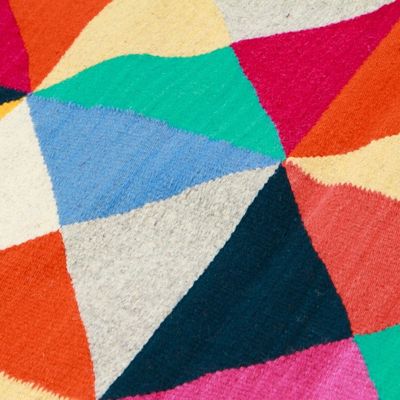 Alternate image for Colorful Geometric Wool Area Rug Handwoven in Mexico 5x8 The Creation of Light