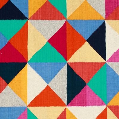 Alternate image for Colorful Geometric Wool Area Rug Handwoven in Mexico 5x8 The Creation of Light