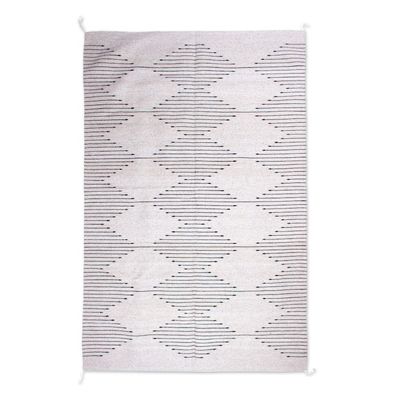 Alternate image for 4x6.5 Geometric Patterned Cotton Rug Hand-Woven in Mexico Charming Diamonds