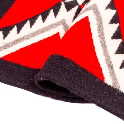 Alternate image for Handloomed Geometric-Patterned Red and Black Wool Table Mat Zapotec Diamonds