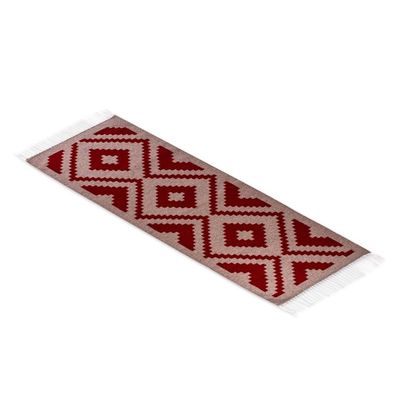 Alternate image for Diamond Pattern Hand Woven Zapotec Rug 2.5x5 from Mexico Valley Fire
